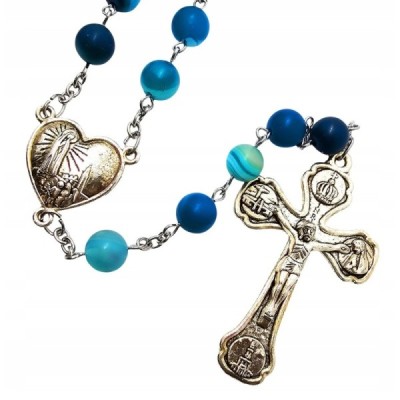 Różaniec kamień naturalny Agat niebieski  M126