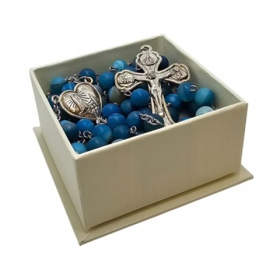 Różaniec kamień naturalny Agat niebieski  M126