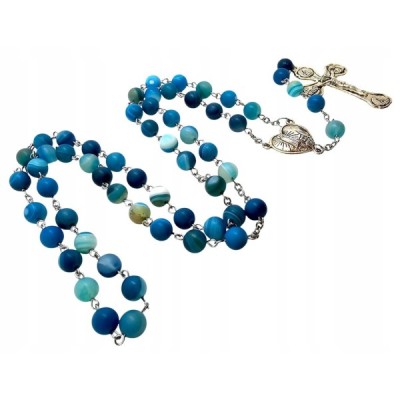 Różaniec kamień naturalny Agat niebieski  M126