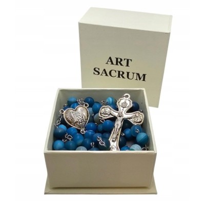 Różaniec kamień naturalny Agat niebieski  M126