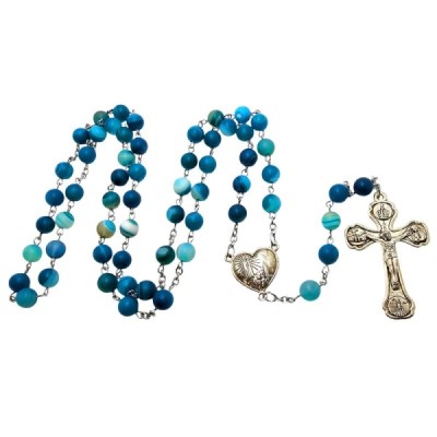 Różaniec kamień naturalny Agat niebieski  M126