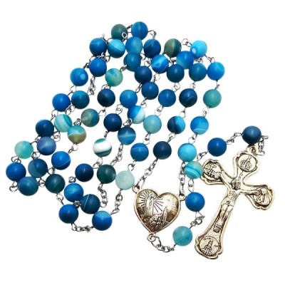 Różaniec kamień naturalny Agat niebieski  M126