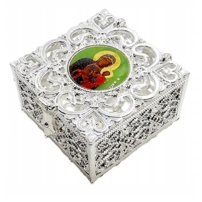 Pudełko na różaniec srebrne M87S