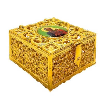 Pudełko na różaniec złote M87G