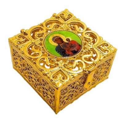 Pudełko na różaniec złote M87G