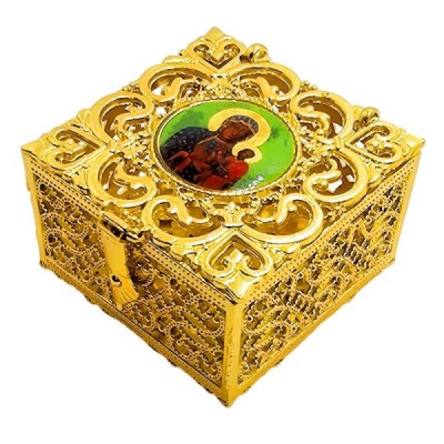 Pudełko na różaniec złote M87G