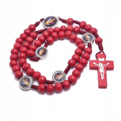 Różaniec drewniany czerwony JUT  HDW81389NC