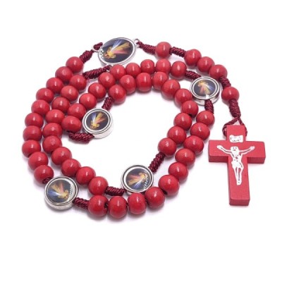 Różaniec drewniany czerwony JUT  HDW81389NC