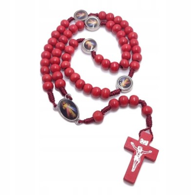 Różaniec drewniany czerwony JUT  HDW81389NC
