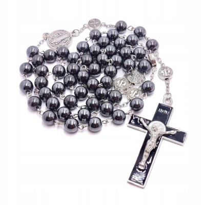 Różaniec hematyt 6mm  Benedykt 2462