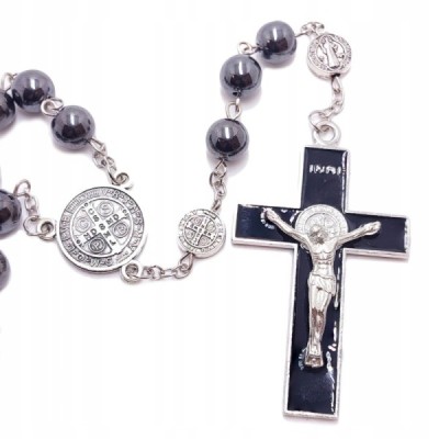 Różaniec hematyt 6mm  Benedykt 2462