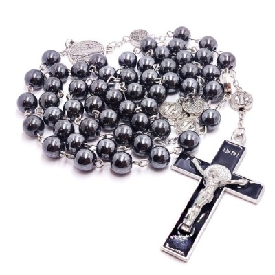 Różaniec hematyt 6mm  Benedykt 2462