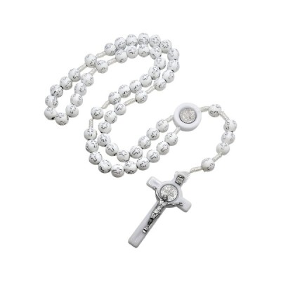 Różaniec paciorek z krzyżem biały A93B