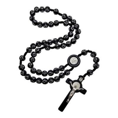 Różaniec paciorek z krzyżem czarny A93A