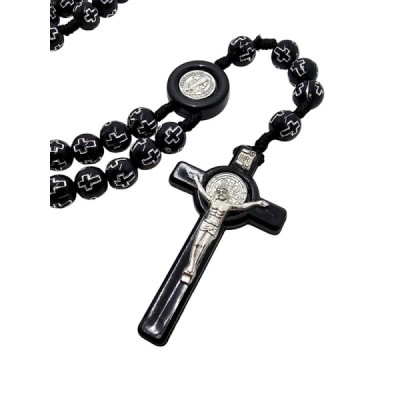 Różaniec paciorek z krzyżem czarny A93A