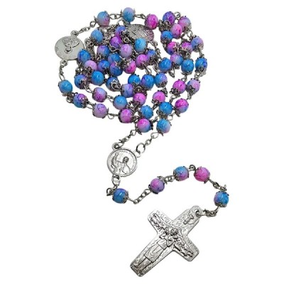 Różaniec niebiesko-różowy w pudełku 5057-3NR