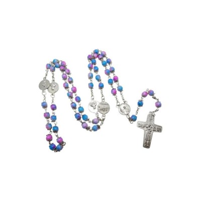 Różaniec niebiesko-różowy w pudełku 5057-3NR