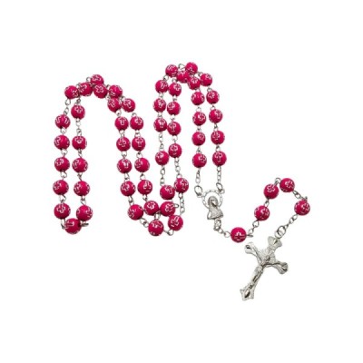 Różaniec różowy krzyżyk 202562C