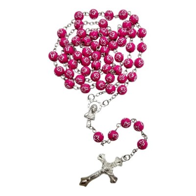 Różaniec różowy krzyżyk 202562C