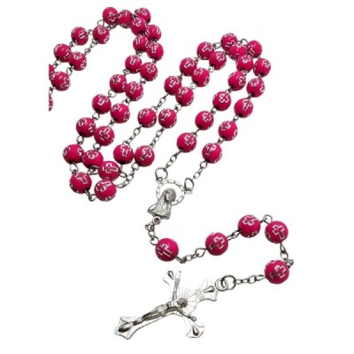 Różaniec różowy krzyżyk 202562C