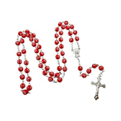 Różaniec czerwony krzyżyk 202562B