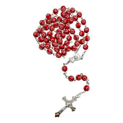 Różaniec czerwony krzyżyk 202562B
