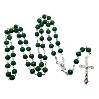 Różaniec szklany zielony R01D