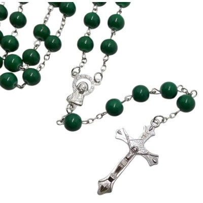 Różaniec szklany zielony R01D
