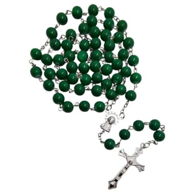 Różaniec szklany zielony R01D