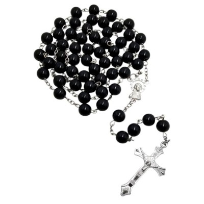 Różaniec szklany czarny R01C