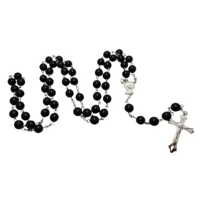 Różaniec szklany czarny R01C