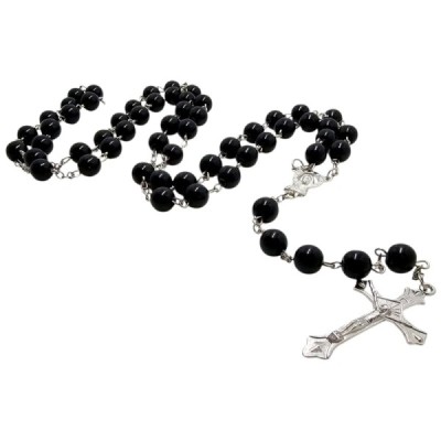 Różaniec szklany czarny R01C