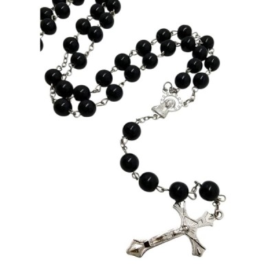 Różaniec szklany czarny R01C