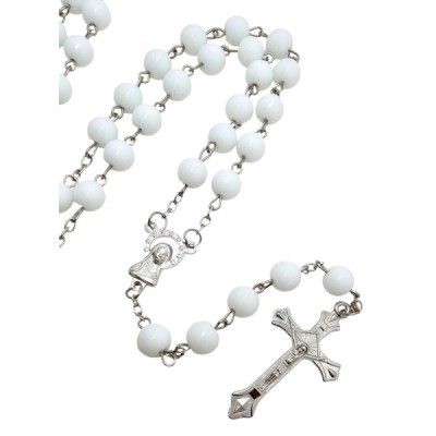 Różaniec szklany biały R01B