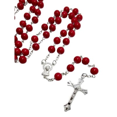 Różaniec szklany czerwony R01A