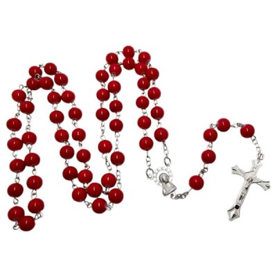 Różaniec szklany czerwony R01A
