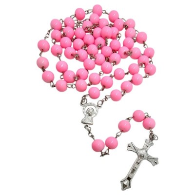 Różaniec szklany róż jasny R1020D