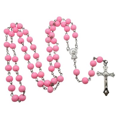 Różaniec szklany róż jasny R1020D