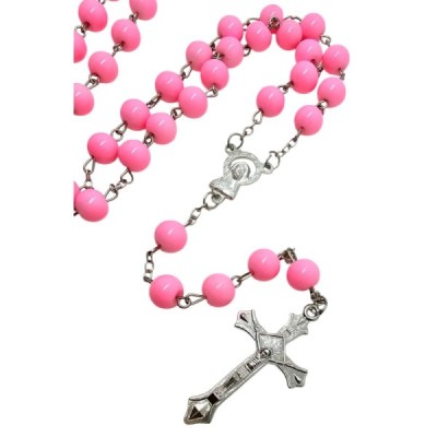 Różaniec szklany róż jasny R1020D