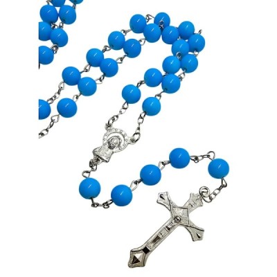 Różaniec szklany niebieski R1020B