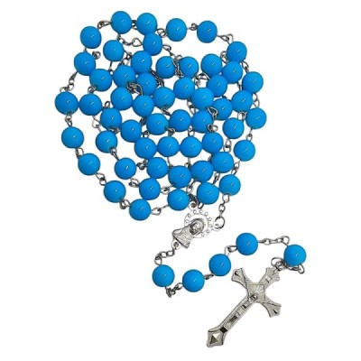 Różaniec szklany niebieski R1020B