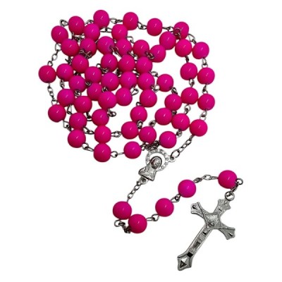 Różaniec szklany róż ciemny R1020A