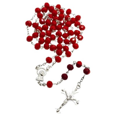 Różaniec szklany czerwień 202559D