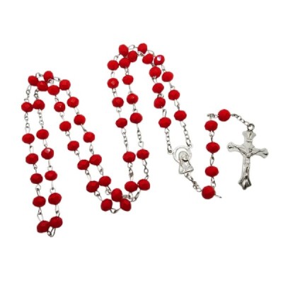 Różaniec szklany czerwień 202559D