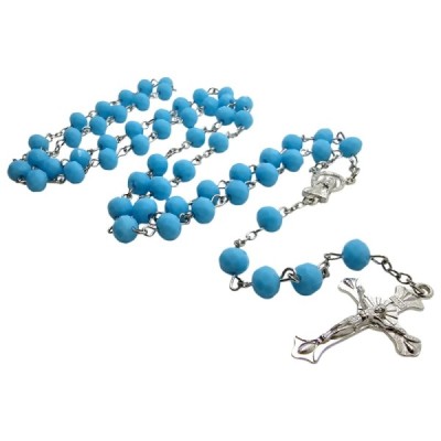 Różaniec szklany błękitny 202559C