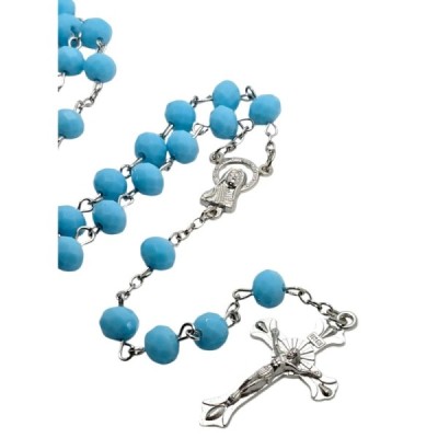 Różaniec szklany błękitny 202559C