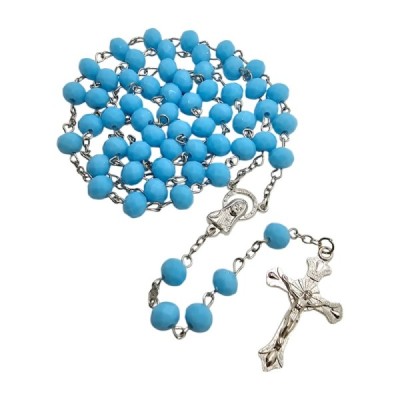 Różaniec szklany błękitny 202559C