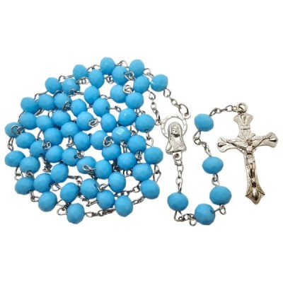 Różaniec szklany błękitny 202559C