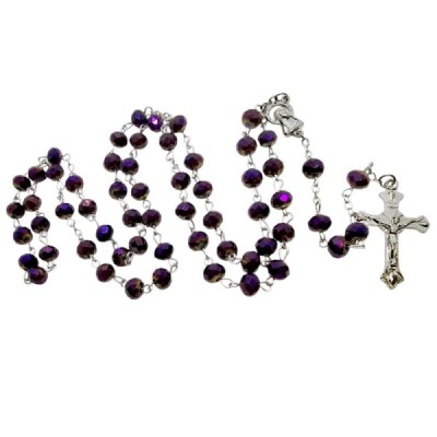 Różaniec szklany fiolet 202559B