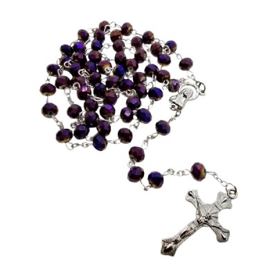 Różaniec szklany fiolet 202559B